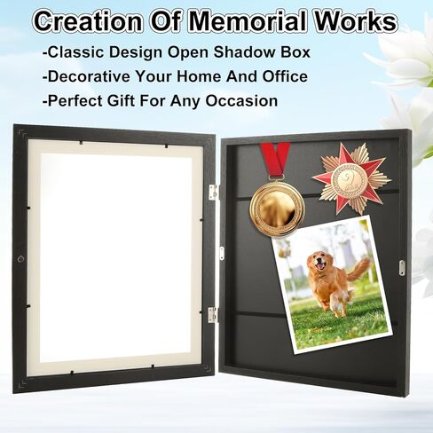 2PACK فتحة أمامية 11 × 14 إطار صندوق ظلال مع باب من الخشب الهندسي - علبة عرض صندوق ظل أسود مع 6 دبابيس دفع، 2 سجادة، 5 مسامير غير أثرية لعرض الحائط والطاولة in Kuwait