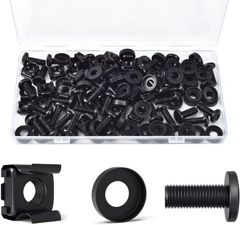 35 قطعة M6 × 16 مم صواميل ومسامير وغسالات تثبيت على الرف M6 × 16 مم لخزانة الخادم المثبتة على الحامل، وأرفف خادم الشبكة، وأجهزة التوجيه، ومسامير الرف المصنوعة من الفولاذ المقاوم للصدأ وصواميل القفص مع روابط كابل ذاتية القفل in Kuwait