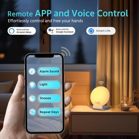ساعة منبه ذكية لشروق الشمس - محطة شحن لاسلكية 3 في 1، متوافقة مع iPhone/Apple Watch/Airpods، مصباح غروب الشمس الأبيض وجهاز صوت ضوضاء، التحكم في التطبيق، ضوء الاستيقاظ، هدية للفتيات والأطفال in Kuwait