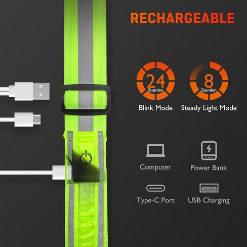 HENMI LED Night Running Gear Reflective Sash with Two Arm Reflective Tapes Adjustable Length for Running Cycling Walking in Saudi Arabia