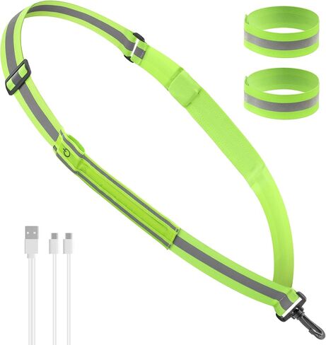 HENMI LED Night Running Gear Reflective Sash with Two Arm Reflective Tapes Adjustable Length for Running Cycling Walking in Saudi Arabia
