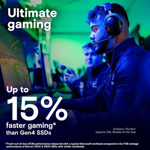 Crucial New 2024 T705 4TB PCIe Gen5 NVMe M.2 SSD - ما يصل إلى 14,100 ميجابايت/ثانية - جاهز للعبة - محرك أقراص الحالة الصلبة الداخلي (كمبيوتر شخصي) - +1 شهر Adobe CC - CT4000T705SSD3 in Kuwait