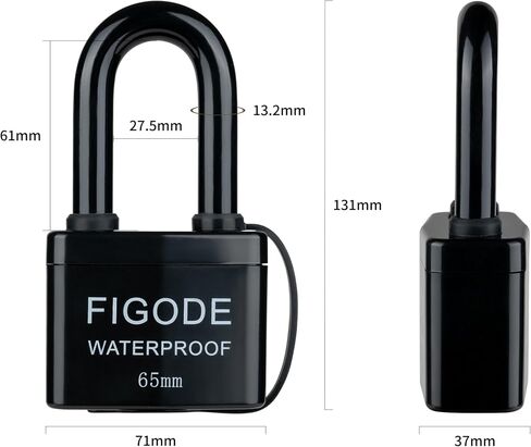 FIGODE® Large Sturdy Pad Lock with Keys, 2.8 in. Wide, Outdoor Waterproof Padlock, Covered Heavy Duty Laminated Steel Lock in Kuwait