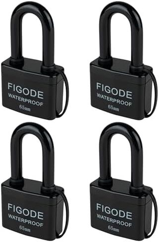 FIGODE® Large Sturdy Pad Lock with Keys, 2.8 in. Wide, Outdoor Waterproof Padlock, Covered Heavy Duty Laminated Steel Lock in Kuwait