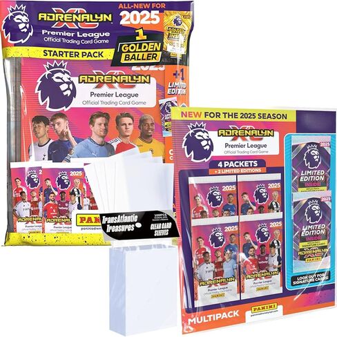 Panini Adrenalyn XL Premier League Soccer Trading Cards 2024-2025 Starter Pack Plus Multipack & 100 Card Protector Sleeves in Kuwait