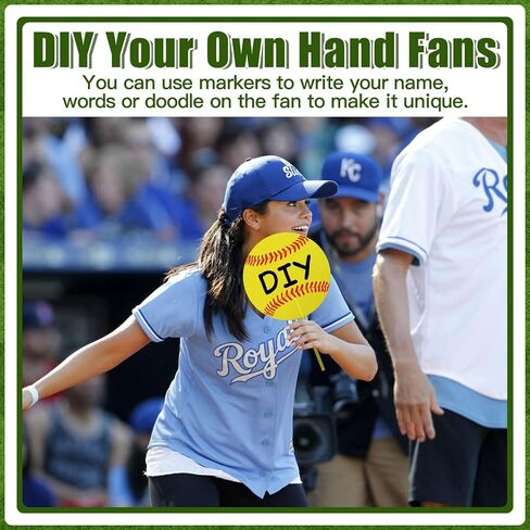 Handheld Fans - Decorative Fans Baseball Party Fan Bulk for Sport Themed Events - Baseball Hand Fans Birthday Party Supplies - Summer Hand Held Fans Baseball Party Favors Decors Gifts in Saudi Arabia