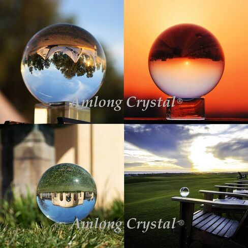 Amlong Crystal Meditation K9 Crystal Ball 3.25 inch (80mm) Diameter for Photography, Lensball, Decorative Ball with Free Crystal Stand and Gift Box, Clear in Saudi Arabia