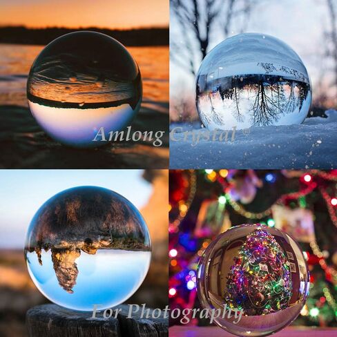 Amlong Crystal Meditation K9 Crystal Ball 3.25 inch (80mm) Diameter for Photography, Lensball, Decorative Ball with Free Crystal Stand and Gift Box, Clear in Saudi Arabia