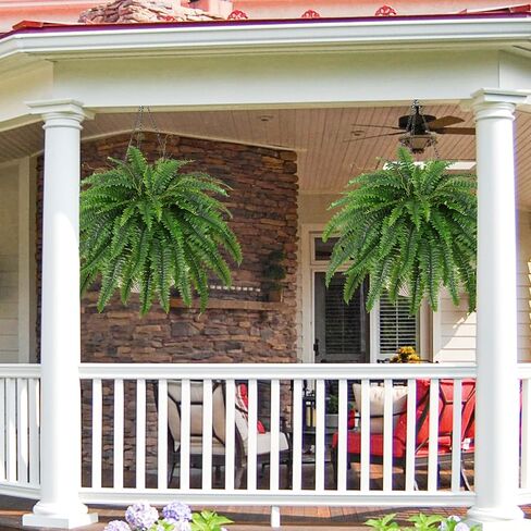 Artificial Boston Fern Bush- Set of 2 Large Artificial Ferns for Outdoors, 42Inch Large Faux Ferns, Suitable for Office & Living Room Decor, 51Branches for Each Bouquet in Saudi Arabia