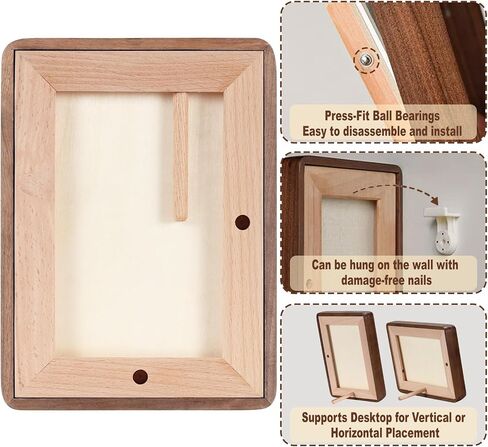 HELPLEX Natural Walnut Wood 5x7 Picture Frame, 2 Pack Solid Wooden Photo Frames with HD Tempered Glass, Suitable for Picture 4x6 with Mat or 5x7 Without Mat, Vertical or Horizontal Display for Tabletop and Wall in Saudi Arabia