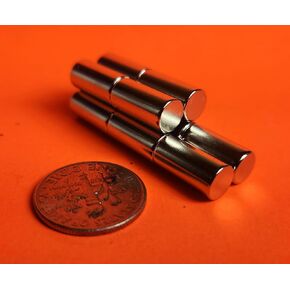 10pc Super Strong Neodymium Magnets 1/4 in x 1/2 in Cylinder (6.35mm x 12.7mm)