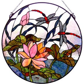 ZP173N 276 Glass Cuts Tiffany Window Panel, 15 x 26, Multi Color
