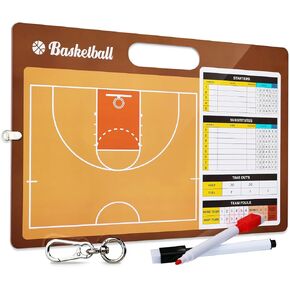 Basketball Accessories and Coach Gifts - Double-Sided Dry Erase Board for Coaches with Clipboard and Markers Bulk - 15x10.8 Inches - Ideal for Game Strategy and Training Equipment
