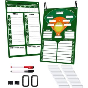 Baseball Coach Clipboard, Magnet Baseball Lineup Board for Dugout Softball，Dry Erase Coach Lineup Board with Strong Clips 30 Lineup Cards and 10 Magnet Player Number,2 Mark Pen