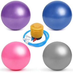 4Pcs Mini Pilates Balls with Air Pump, 9-10 Inch Anti Burst Slip Resistant Small Exercise Balls for Yoga Fitness Stability Barre Balance Training Physical