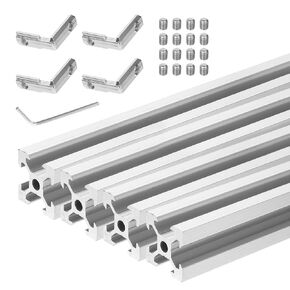 uxcell 4 Pcs V Slot 2020 Aluminum Extrusion Profile European Standard 200mm x 20mm Linear Rail Extrusion Frame for 3D Printer, CNC, DIY (Silver Tone)