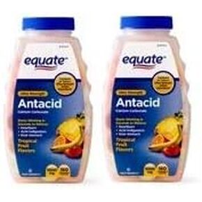 Equate Antacid Tablets, Ultra Strength Tropical Fruit Flavors Chewable Tablets, 1000 mg, 160 Count (Pack of 2)