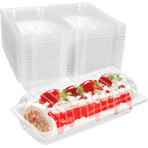 50pcs Plastic Hinged Food Take Out Container, 9" Length x 4.3" Width x 3.1" Depth, Disposable Clamshell Food Containers for Salads Hamburger Sandwiches Cake Hotdogs