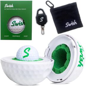 Swish Portable Golf Ball Cleaner for Golf Bag or Cart - Best Golf Accessories - Gifts