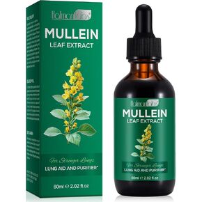 Mullein Leaf Extract for Lungs, Mullein Drops for Lungs, Support Lung Cleanse, Respiratory Function for Healthy Breathing Cleanse, Improvement in Pulmonary Function, Natural & Safe Supplement（1 PC）