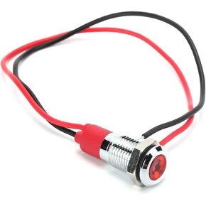 Indicator Light, 8mm LED Waterproof Indicator Lamp, Stainless Steel Indicator Side Marker Lights with Wire Cable Red 36V and Below