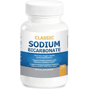 Classic Sodium Bicarbonate 650mg Natural Organic Use Sodium Bicarbonate Powder Pills Sodium Bicarbonate Tablets (caps) Stomach Acid Alkalinity 120caps
