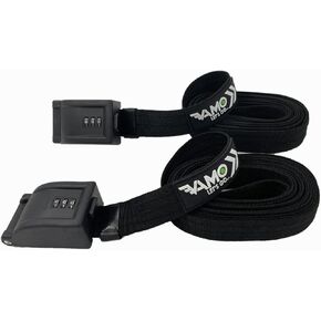 Vamo Premium Combination Locking Tie Downs with 3 Stainless Steel Cables 'No Scratch' Silicone Buckle Surf or SUP Tie Down Straps for Surfboards, Paddle Boards, Kayaks and Canoes (Two Pack) (10')