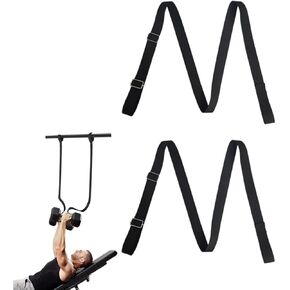 2PCS Dumbbell Spotter Straps, 55inch Adjustable Barbell Rack Attachment for Chest Bench Press, Hanging Dumbbell/Barbell Safety Straps (Black)
