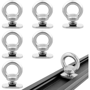 6 Packs Kayak Track Mount Tie Down Accessories, Stainless Steel 316 Kayak Gear Track Accessories M6 Eye Bolt Tie Down Rings Hardware for Kayak Canoe Boat Bungee Cord or Ropes