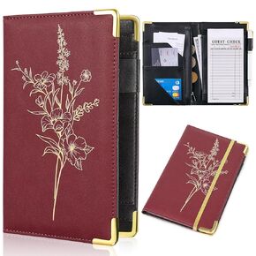 Server Book, PU Leather Server Books for Waitress with Zipper Pockets, Waitress Book with Pen Holder Fit Server Apron Check Presenters for Restaurants