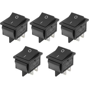 5-Pack Rocker Power Switch KCD4 16A/30A 125V/250V AC 4 Pin 2 Position Snap-in ON/Off Snap Rocker Boat Switch Black Button KCD4-201 for Car Auto Boat Household Appliances in Kuwait