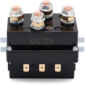250A 12V Winch Solenoid Relay Contactor for 2000-5000lbs ATV UTV Truck Winches with 2Pcs Wireless Winch Remote Control Kit and 4Pcs Pre-Wires with Lugs