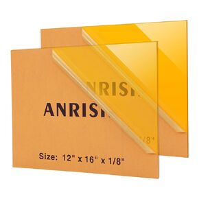 Orange Acrylic Sheets 1/8 Inch Thick, 2 Pack 12 x 16 Inch Cut to Size Plexiglass for Craft Projects, Painting, Signage, DIY Display, Laser Cutting & Engraving Friendly