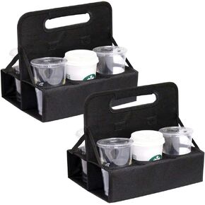 Preferred Nation Reusable Cup Carrier/Caddy (Set of 2), Holds 6 Soda Coffee Cups or Cans, Sturdy Frame and Solid Base, Foldable Convenient Easy to Carry | Great for Food Delivery