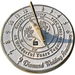 NauticalMart 60 Diamond Anniversary Unique Marriage Present for Parents, Grandparents, Friends, Husband or Wife, Couples, Him & Her Wedding Anniversary Sundial Gift 2024 (60th Anniversary)