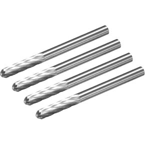 uxcell Tungsten Carbide Rotary Files 1/8" Shank, Single Cut Cylindrical Radius End Rotary Burrs Tool 3mm Dia, for Die Grinder Drill Bit Alloy Steel Hard Metal Carving Polishing, 4pcs