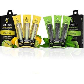 Cigtrus Smokeless Air Inhaler - Smoking Alternative | Tobacco-Free, Nicotine-Free, & Non-Electric | Oral Fixation Relief - Quit Smoking Aid & Stop Vaping Aid | Citrus Mint & Fresh Spearmint- 6 Pieces