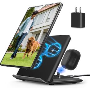 Wireless Charger for Samsung, 2 in 1 Wireless Charging Station Compatible with Samsung Galaxy Z Fold 5/4/3, Charger for Galaxy S24/S23/S22/Galaxy Buds2 Pro/2/Live,White(PD Adapter Included) in Saudi Arabia
