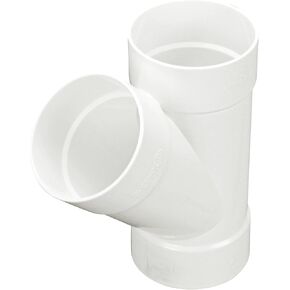 NDS 4P08 PVC S&D 45° Wye, 4-Inch, for Hub X Hub X Hub Solvent-Weld Connections, for use with 4-Inch Sewer and Drain Pipe, White