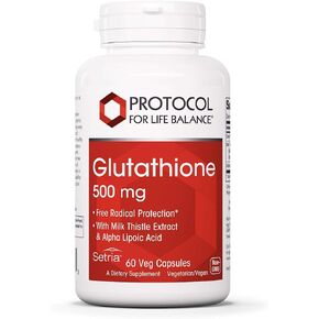 Protocol Glutathione 500mg Immune Support* - with Milk Thistle Extract & Alpha Lipoic Acid - Reduced Glutathione - Made without Gluten, Dairy-Free, Halal, Kosher - 60 Veg Caps