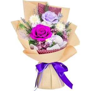 Preserved Flowers Bouquets, Forever Flower Bouquet, Real Roses and Flowers,Birthday Gift Flowers for Women, Friend, Christmas, Valentine's Day, Mother's Day (Purple)