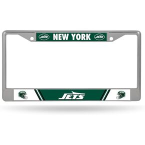 Rico Industries NFL Football New York Jets 12" x 6" Chrome Frame with Decal Inserts - Car/Truck/SUV Automobile Accessory