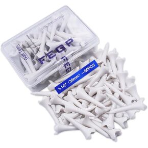1 1/2'' Plastic Golf Tees Pack of 50 Bulk, 4 Prongs Plastic Golf Tees Performance Series Low Resistance 1 1/2-Inch Golf Tee White