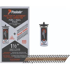 Paslode - Positive Placement Metal Connector Fuel and Galvanized Nail Pack, 650924, 1.5 inch x .148 Gauge, 1 Fuel Cell and 800 Nails