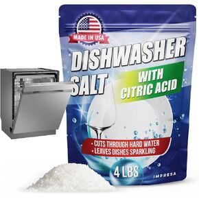 Impresa Dishwasher Salt Water Softener - 5 lbs - Protects From Hard Water Residue and Limescale - Compatible with Bosche, Miele, Thermador, Whirlpool, and More - 100% Pure Coarse Grain Salt