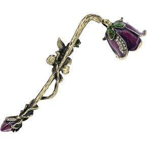 Flower Candle Snuffer Accessory, Vintage Exquisite Candle Extinguisher, Retro Unique Design Candle Extinguisher Flame Safely with Long Handle Putting Out Fire, (Purple)