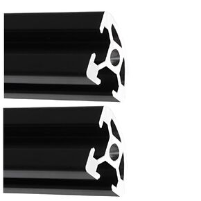 2020 Aluminum Extrusion Arc Round Corner T Slot 1200mm Long Black 2 Pack, Quarter Rounded Angle 45 Degree Extruded Profile 20 Series European Standard Anodized Linear Rail Frame 47.24" 2Pcs (Kwweeoo)