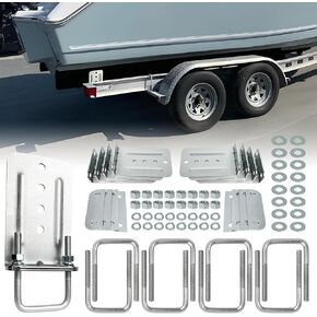 8PCS 8" Galvanized L-Shaped Boat Trailer Double Bracket Kit for Boat Trailers, Suitable for 3x3 Cross Members, Heavy Duty
