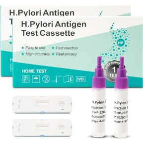 H. Pylori Helicobacter Pylori Stool 2Test Kit, 10-15 Minutes, Highly Accurate, Easy to Use，Home Testing, No Lab Visit Required