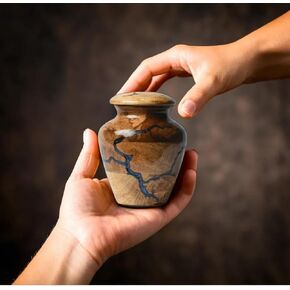 Wooden Small Keepsake Urn Designed to Hold Approximately 20 Cubic inches of Ashes, Fractal Burning Keepsake Urn Handcrafted from Premium Wood.